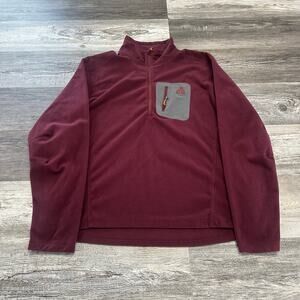 Eddie Bauer First Ascent Expedition Red Gray Mens XL 1/4 Zip Fleece Sweatshirt